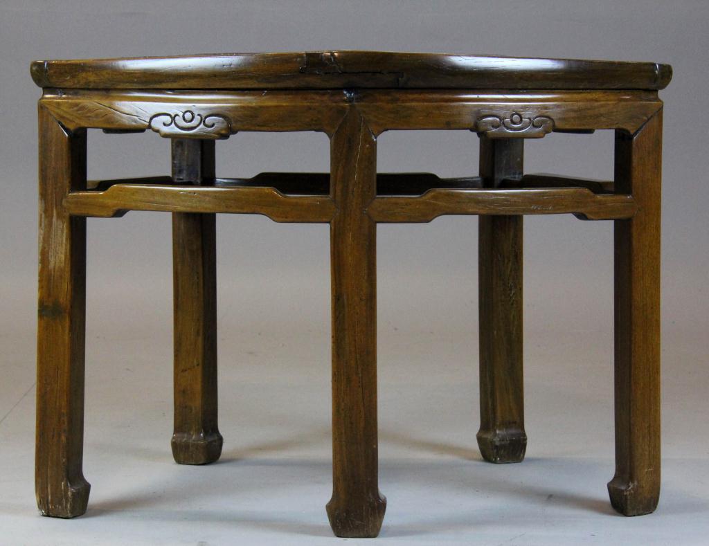 Chinese Qing Hardwood And Porcelain Inset