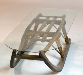 Antique Sled Glass-Top Coffee TableAntique