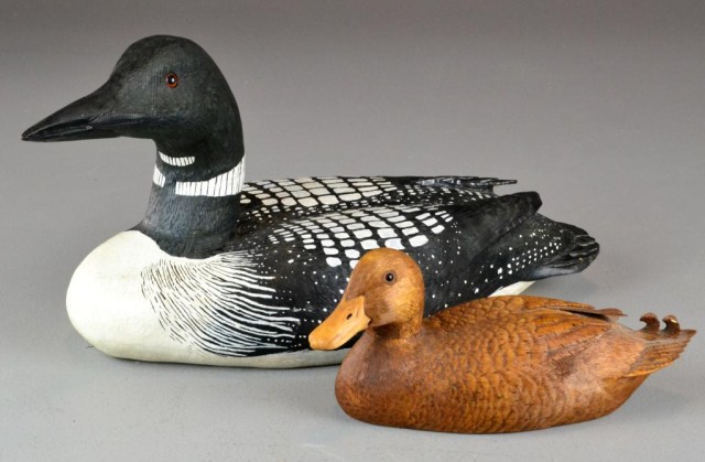 Pr.Hand Carved & Painted Duck Decoys With