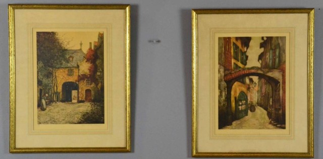 A PAIR OF FRENCH STREET SCENE PRINTSRichly 1722e5