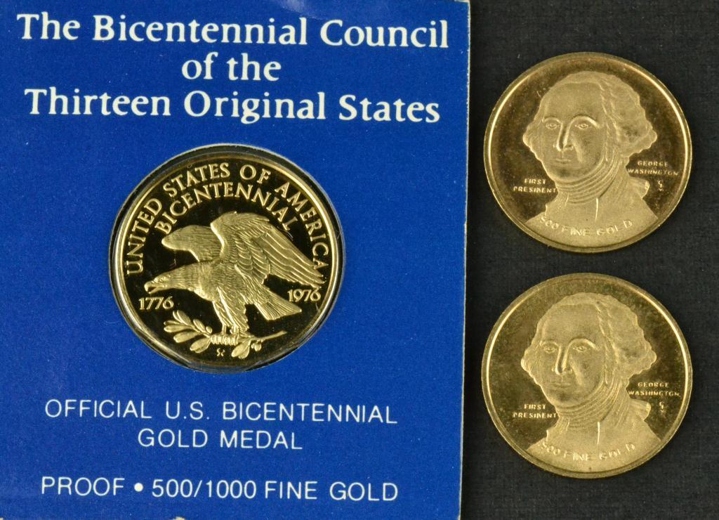 (3) Gold Coins - Franklin Mint BicentennialTo