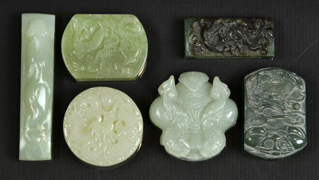  6 Chinese Carved Jade Belt BucklesTo 172524
