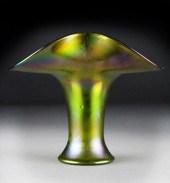 Loetz Style Art Glass VaseGreen 17253a