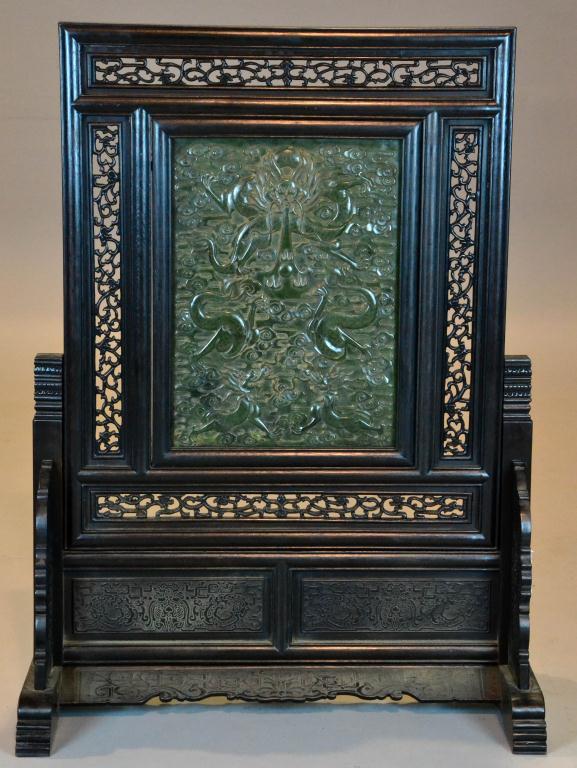 Fine & Large Chinese Spinach Jade Plaque