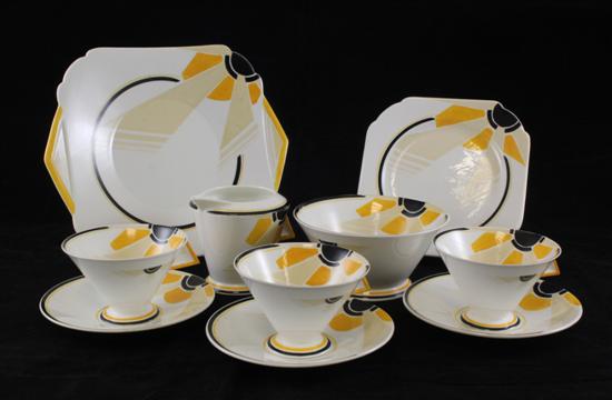 A Shelley Sun Ray pattern tea set 172c87