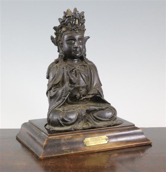 A Chinese bronze seated figure of a Bodhisattva