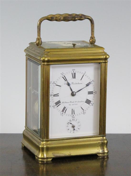 An early 20th century gilt brass hour repeating