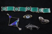 A group of assorted enamelled silver
