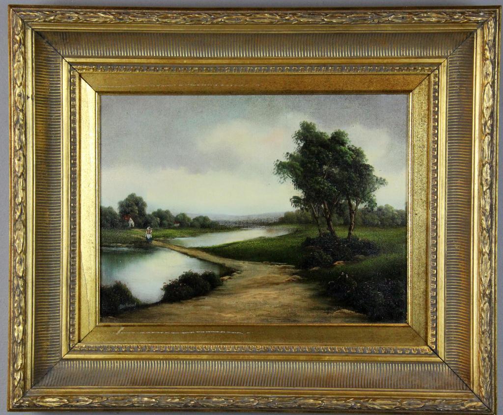 Signed Mid Century Oil Painting 17110b