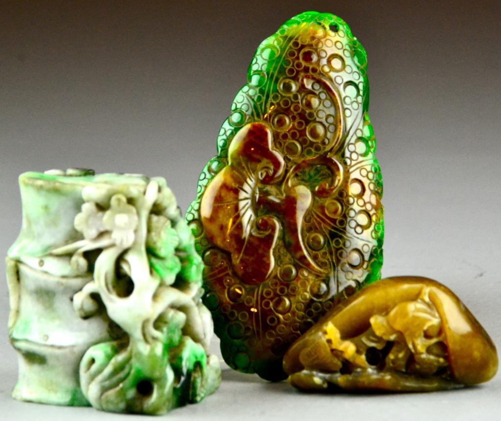  3 Chinese Carved Jade ItemsTo 171150