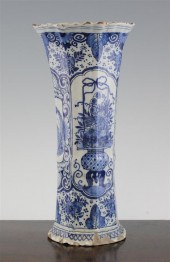 A Delft blue and white beaker vase 18th
