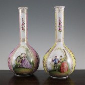 A pair of Dresden porcelain bottle vases