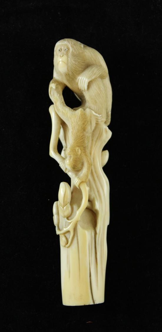 A Japanese ivory parasol or cane handle Meiji
