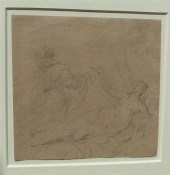 Old Master black chalk Nude woman and