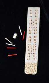 Chinese Carved Ivory Cribbage BoardFinely