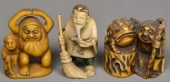  3 Japanese Carved Ivory NetsukeProbably 171691