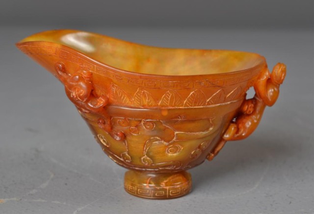 Chinese Horn Libation Cup with 1716a2