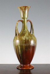 A Linthorpe pottery twin handled vase