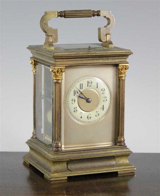 An early 20th century French gilt brass hour