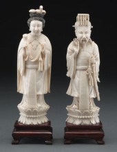 Pr. Chinese carved ivory Emperor and
