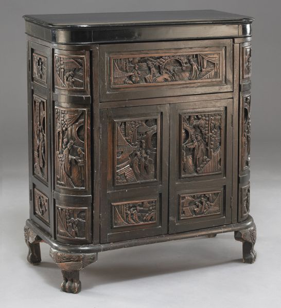Oriental carved liquor cabinet 17418c