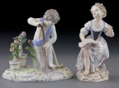 (2) Meissen porcelain figures one a
