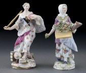 (2) Meissen porcelain figures of ladies