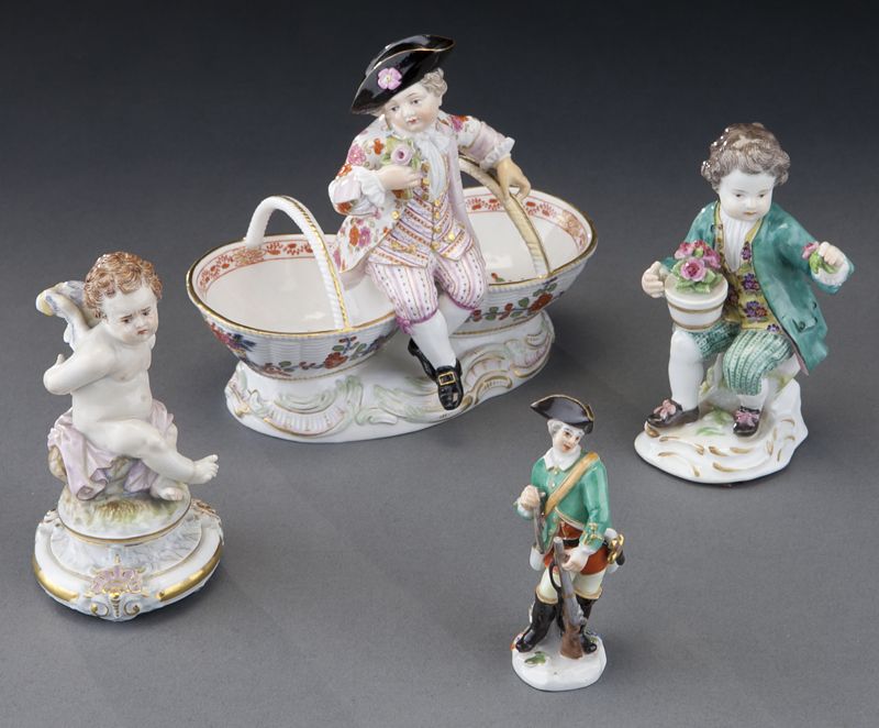 4 Pcs. Meissen figural porcelain including:(1)