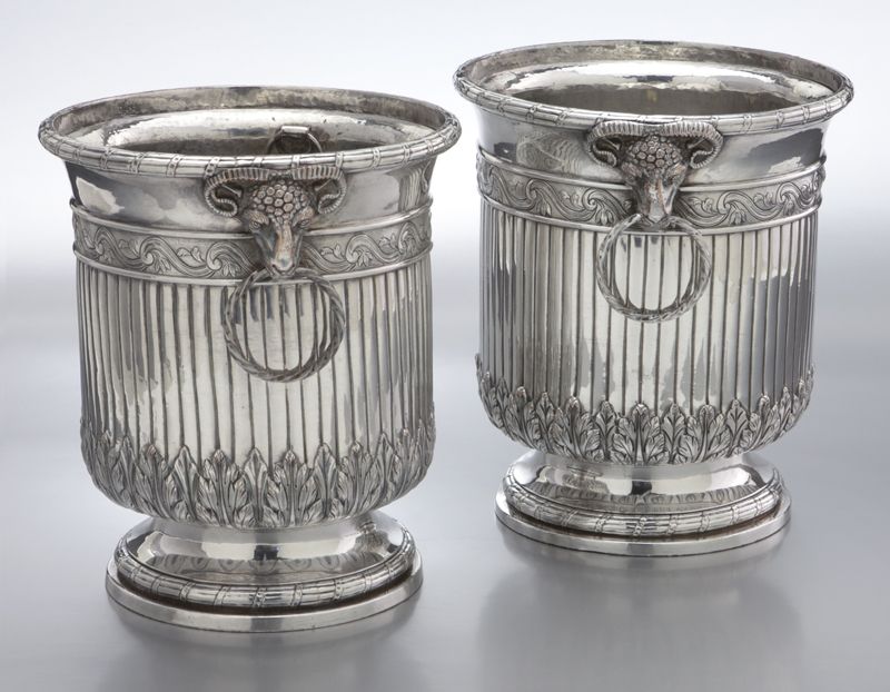 Pr Old Sheffield plate wine coolers 174305
