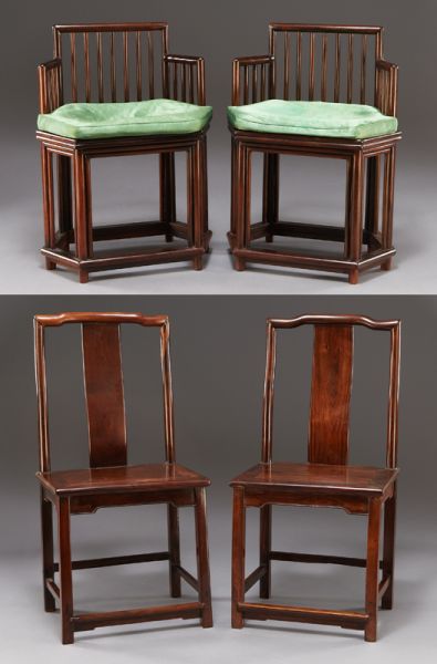  2 Pr Chinese rosewood chairs 1  1743c4