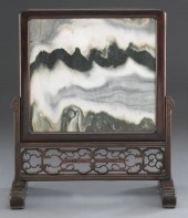 Chinese Qing marble inlaid rosewood