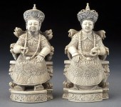 Pr. Chinese carved ivory Emperor and