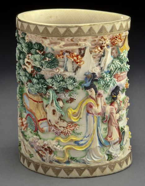 Chinese carved polychrome ivory 174451