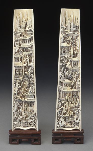 Pr Chinese carved ivory wrist 17444c