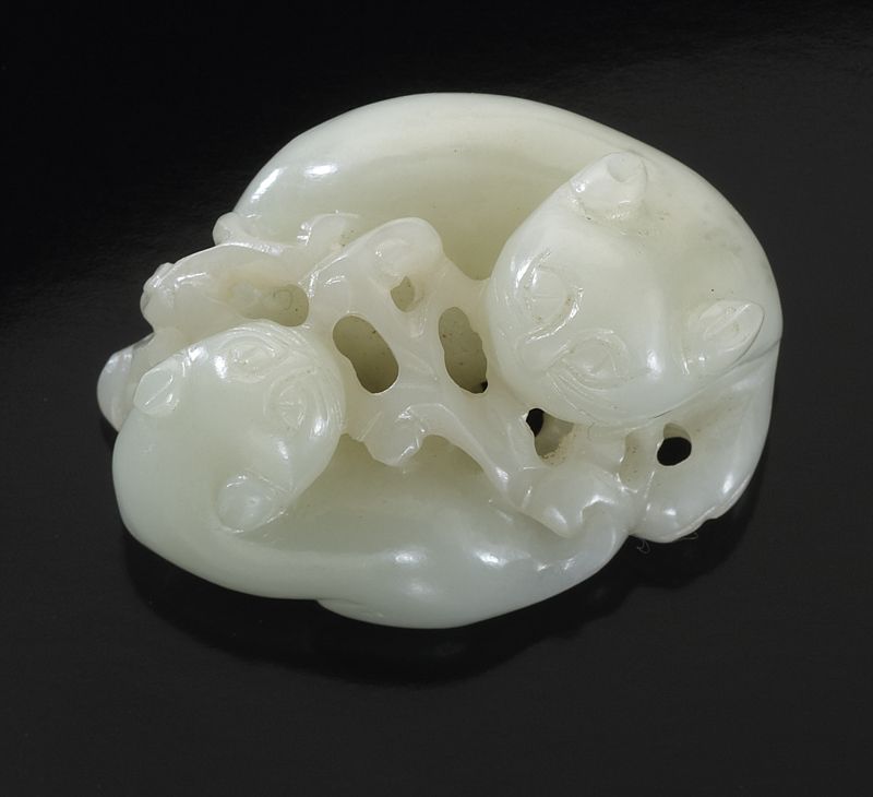 Chinese Qing carved white jade 1744ec