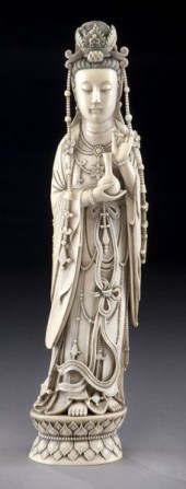 Chinese Qing carved ivory Guanyin (International