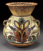 Quimper pottery vase decorated by Paul