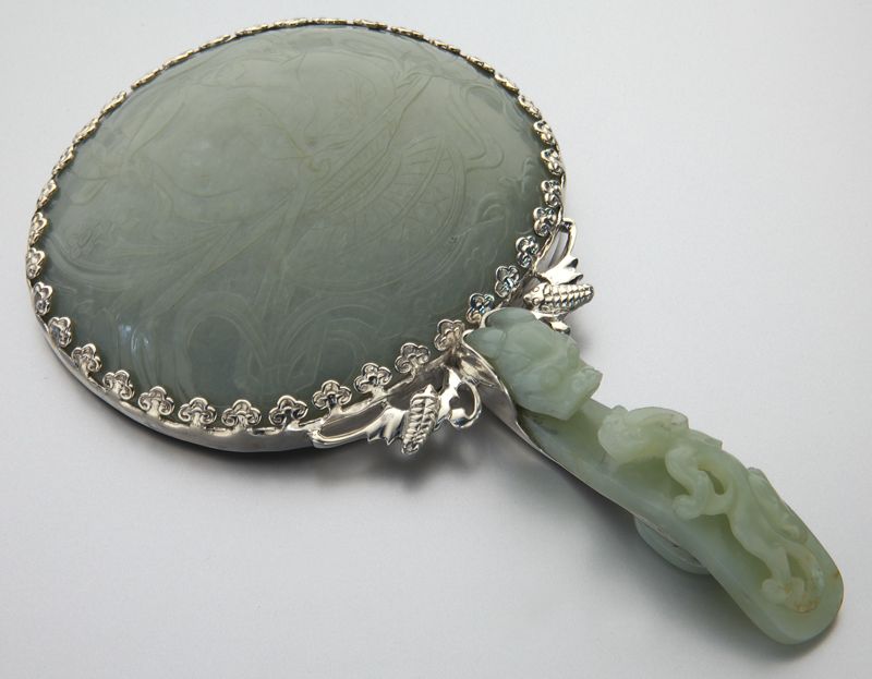 Chinese Qing carved jade hand mirror 1745f6