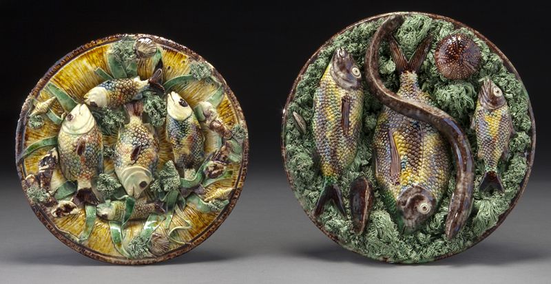  2 Portuguese palissy dishes with 17462c