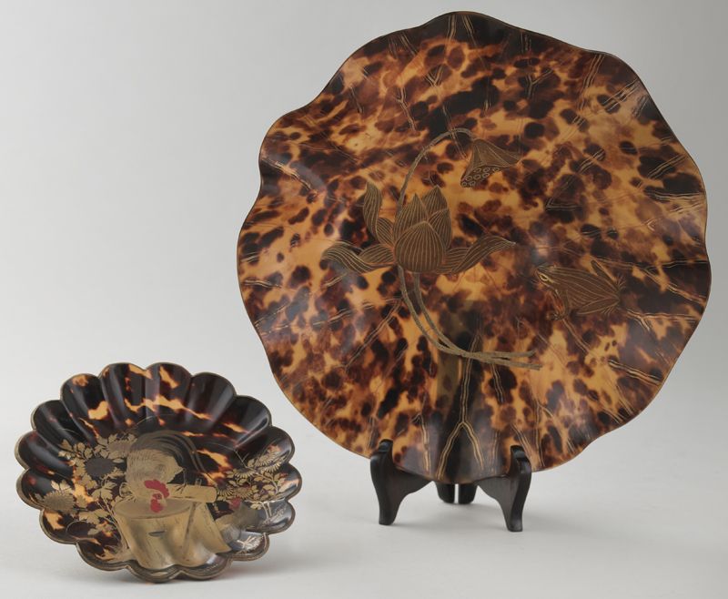  2 Gilt decorated tortoise shell 1746ea