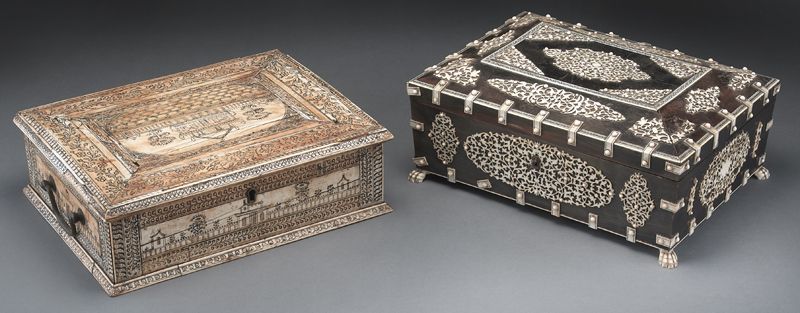  2 Anglo Indian ivory sewing boxes  1746fe