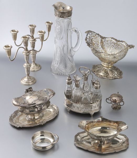 Group of 9 sterling and cut glass 1747b7