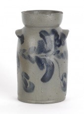 Small stoneware butter churn mid 19th