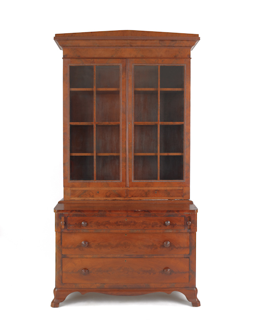 Empire mahogany secretary bookcase