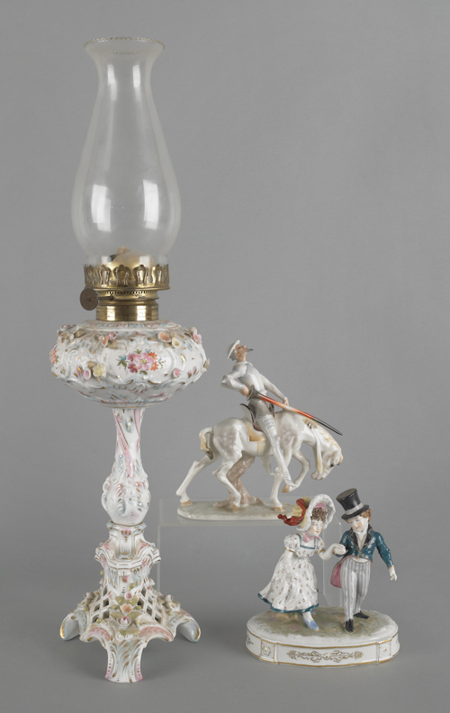 Porcelain oil lamp late 19th c  17542f