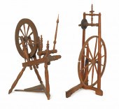 Two spinning wheels 19th c. together