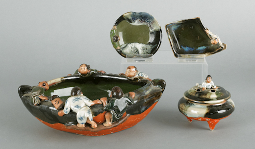 Four Sumida Gawa pottery bowls 175777