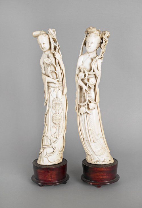 Two Chinese carved ivory Guanyin