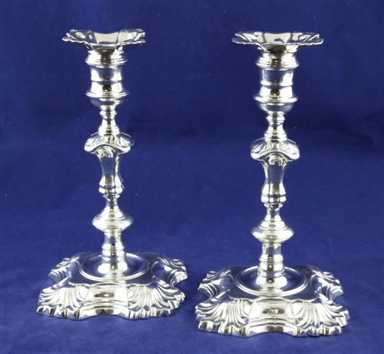 A pair of George II cast silver 1732db