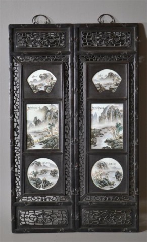 Set Of Two Chinese Carved Hardwood 173772